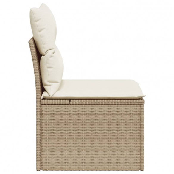 Canapé de jardin sans accoudoirs coussins beige résine tressée