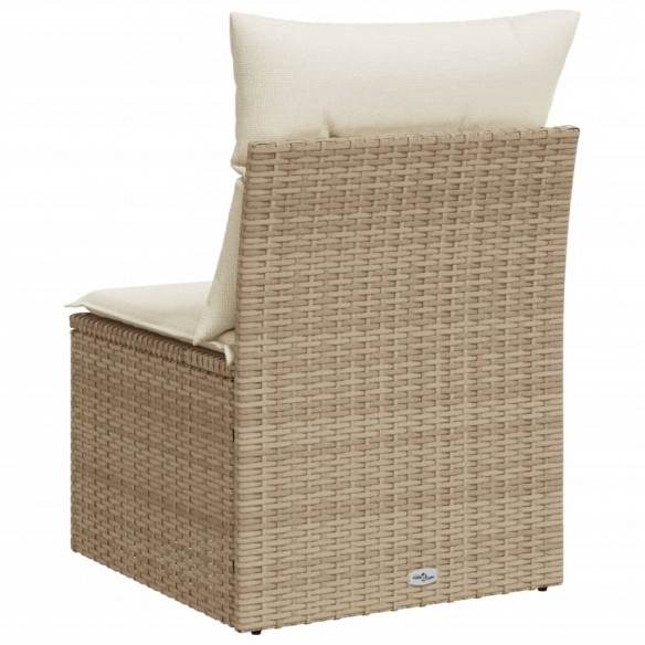 Canapé de jardin sans accoudoirs coussins beige résine tressée