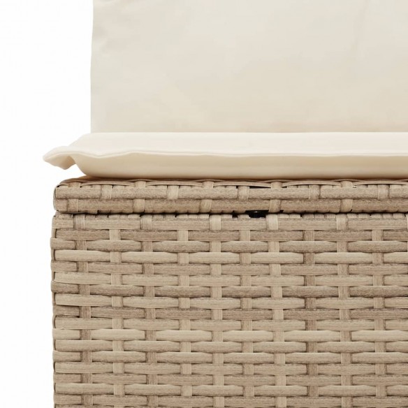 Canapé de jardin sans accoudoirs coussins beige résine tressée