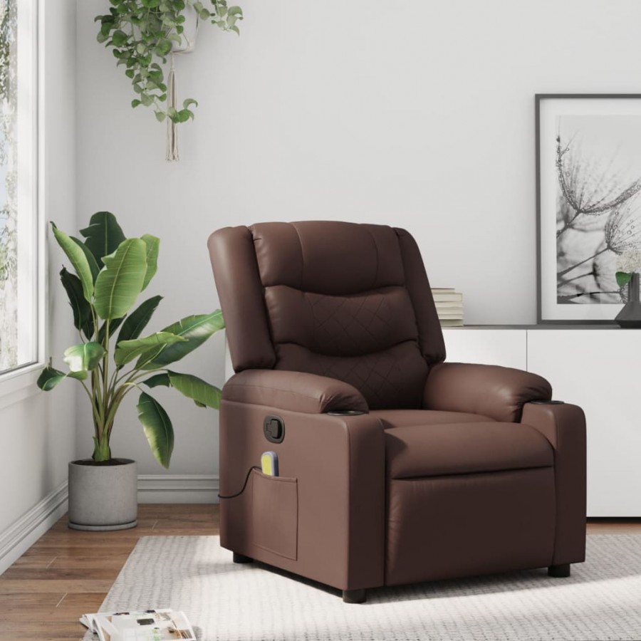 Fauteuil de massage inclinable Marron Similicuir