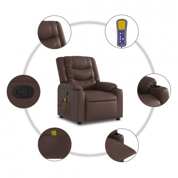 Fauteuil de massage inclinable Marron Similicuir