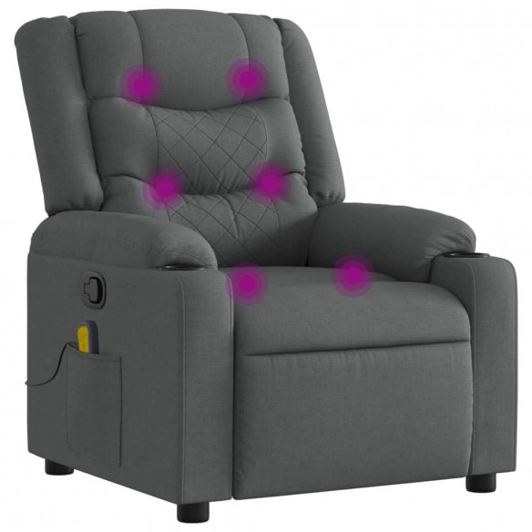 Fauteuil de massage inclinable Gris foncé Tissu