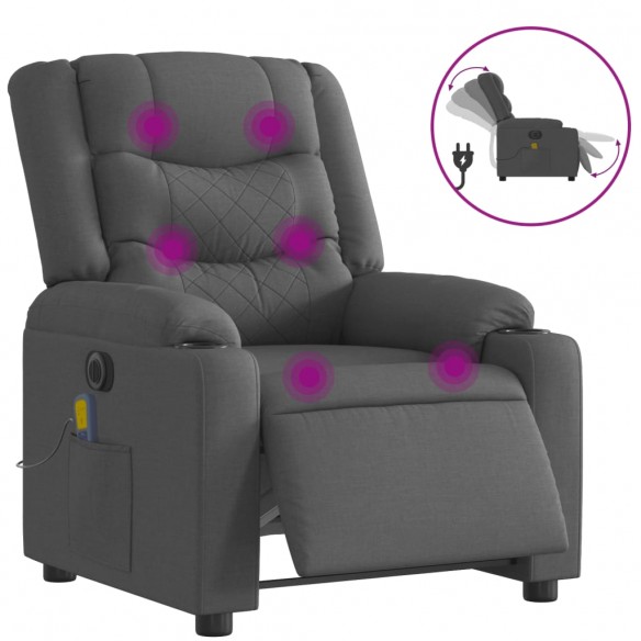 Fauteuil inclinable de massage électrique gris foncé tissu