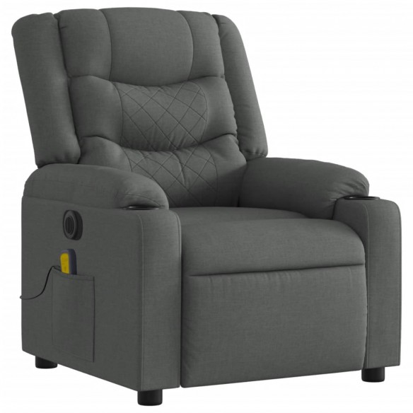 Fauteuil inclinable de massage électrique gris foncé tissu