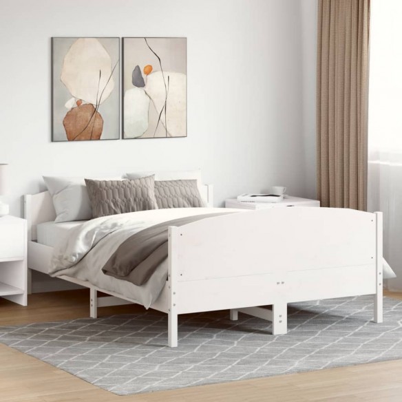 Cadre de lit avec tête de lit blanc 150x200 cm bois pin massif