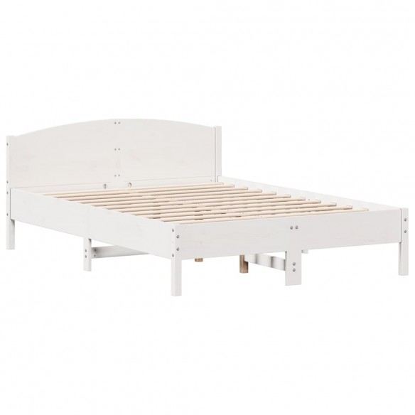 Cadre de lit avec tête de lit blanc 140x200 cm bois pin massif
