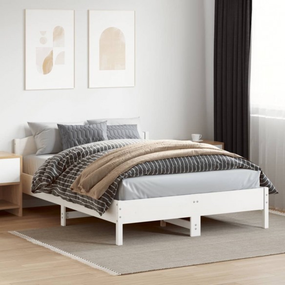 Cadre de lit avec tête de lit blanc 140x200 cm bois pin massif