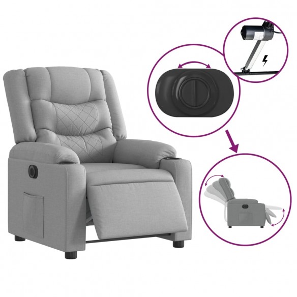 Fauteuil inclinable électrique Gris clair Tissu