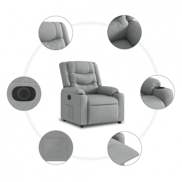 Fauteuil inclinable électrique Gris clair Tissu