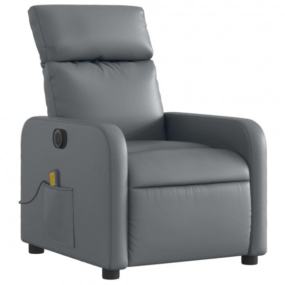 Fauteuil de massage inclinable électrique gris similicuir