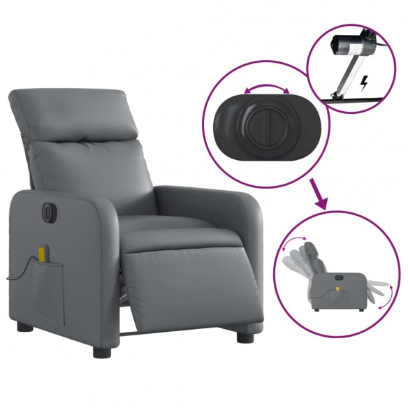 Fauteuil de massage inclinable électrique gris similicuir