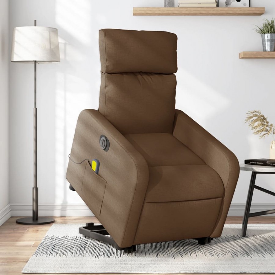 Fauteuil inclinable de massage électrique Marron Tissu