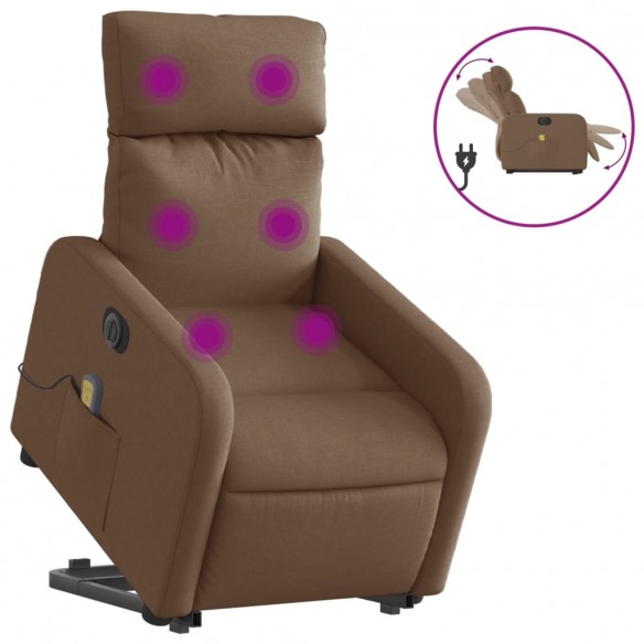 Fauteuil inclinable de massage électrique Marron Tissu