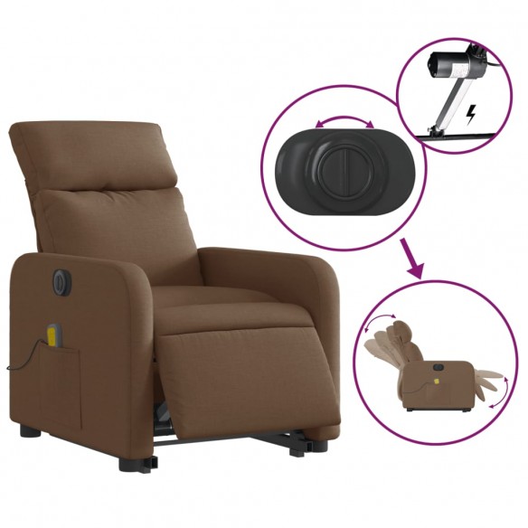 Fauteuil inclinable de massage électrique Marron Tissu