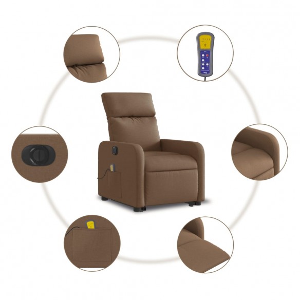 Fauteuil inclinable de massage électrique Marron Tissu