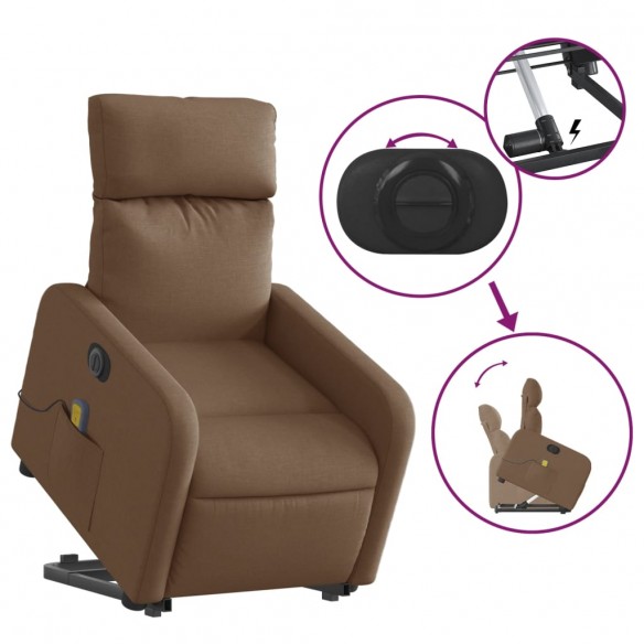 Fauteuil inclinable de massage électrique Marron Tissu