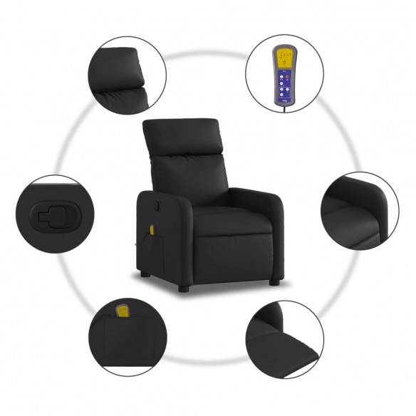 Fauteuil de massage inclinable Noir Similicuir