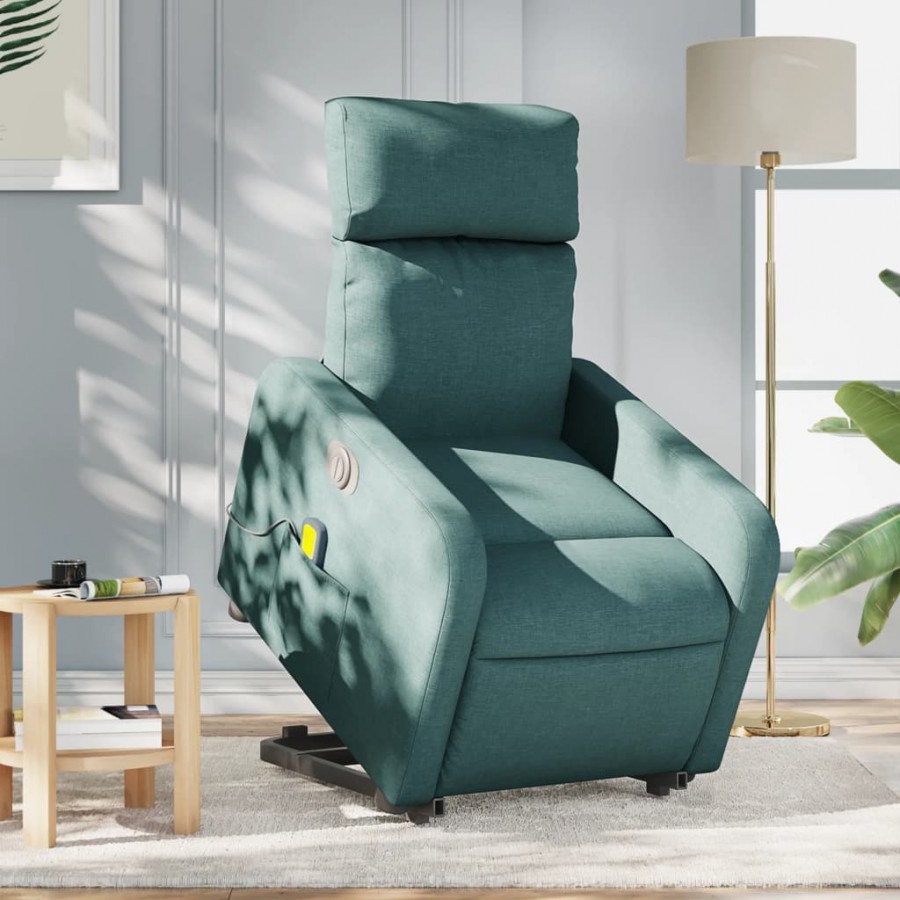 Fauteuil inclinable de massage électrique Vert foncé Tissu