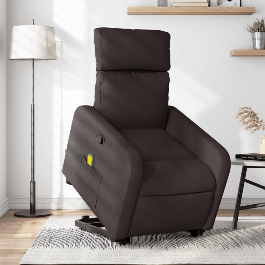 Fauteuil inclinable de massage Marron foncé Tissu