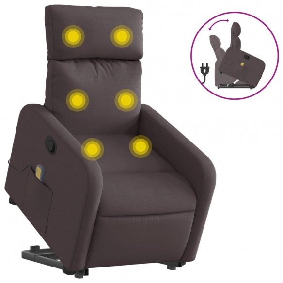 Fauteuil inclinable de massage Marron foncé Tissu