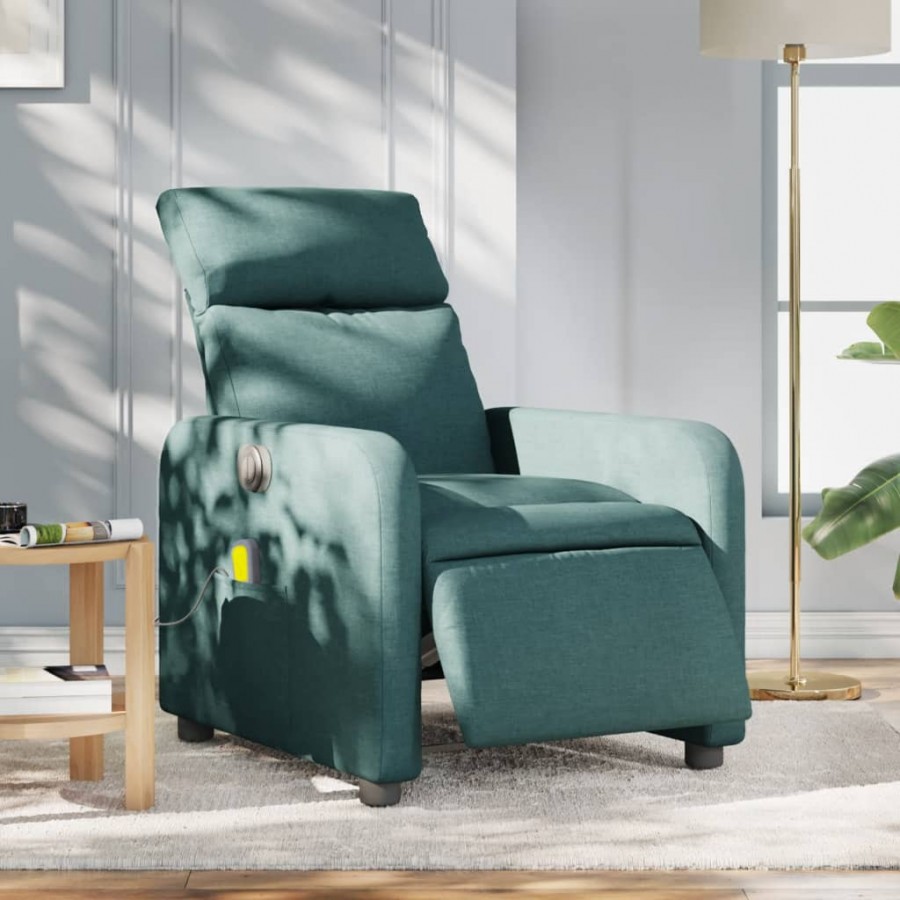 Fauteuil de massage inclinable électrique Vert foncé Tissu