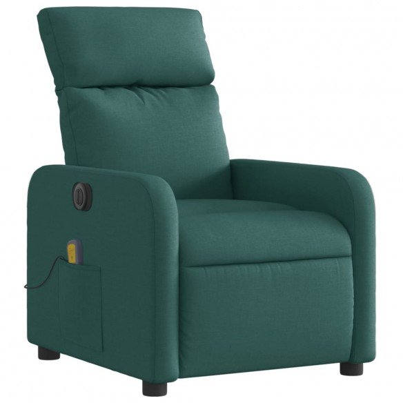 Fauteuil de massage inclinable électrique Vert foncé Tissu