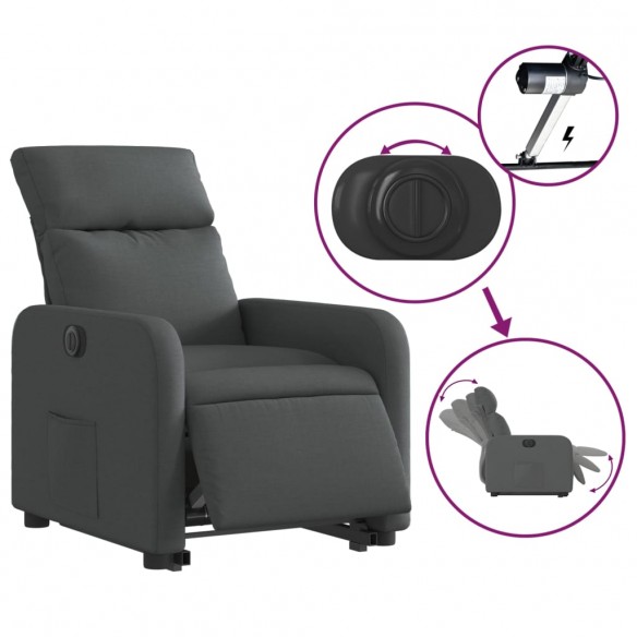 Fauteuil inclinable électrique gris foncé tissu