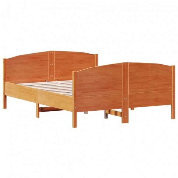 Cadre de lit et tête de lit cire marron 120x200 cm bois de pin
