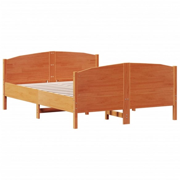 Cadre de lit et tête de lit cire marron 120x200 cm bois de pin