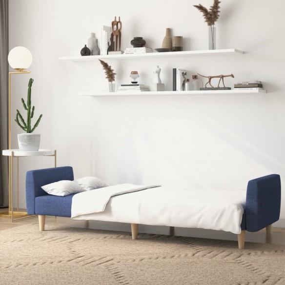 Canapé-lit à 2 places bleu tissu