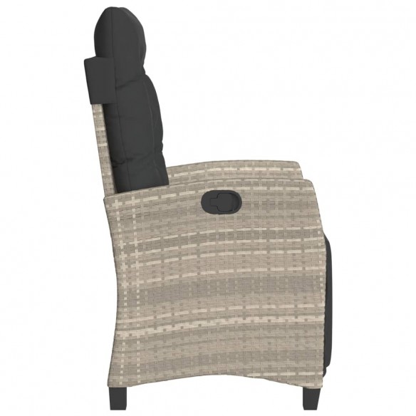Chaise inclinable de jardin avec repose-pied gris clair rotin