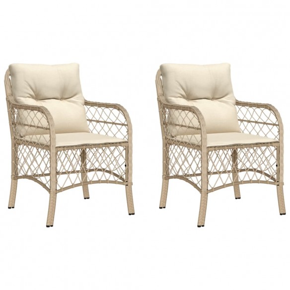 Chaises de jardin avec coussins lot de 2 beige résine tressée