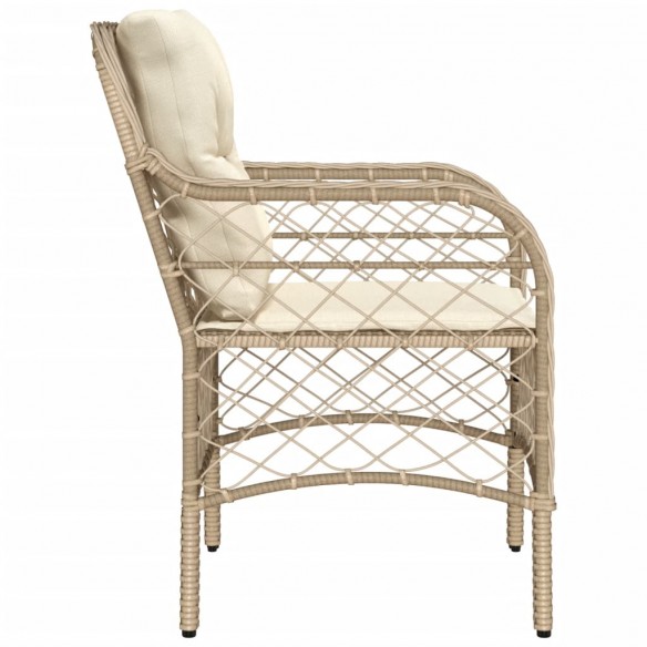 Chaises de jardin avec coussins lot de 2 beige résine tressée