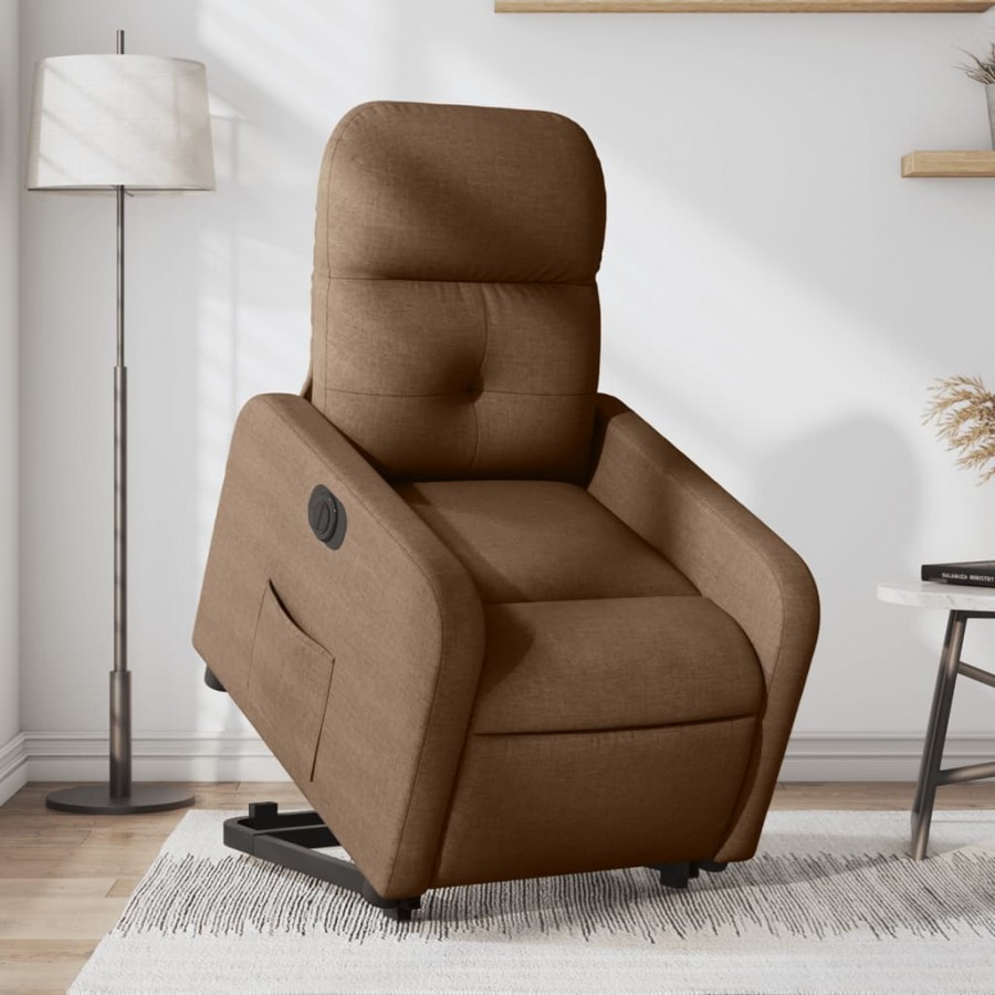 Fauteuil inclinable électrique marron tissu