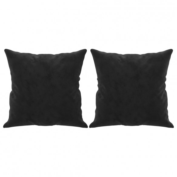 Canapé 2 places avec oreillers décoratifs noir 140 cm velours