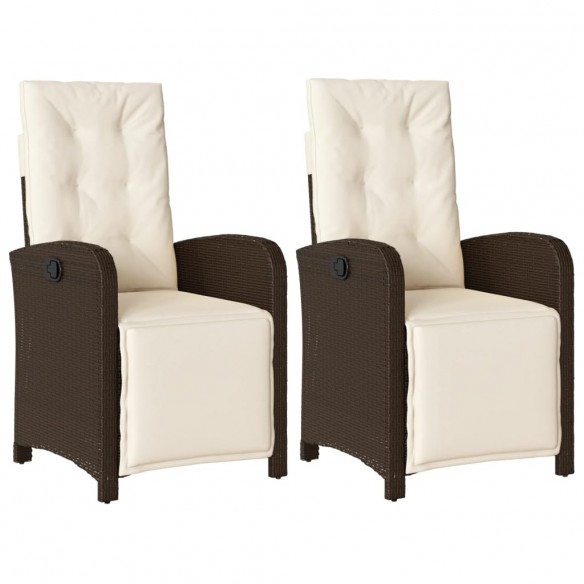 Chaises inclinables de jardin lot de 2 avec repose-pied rotin