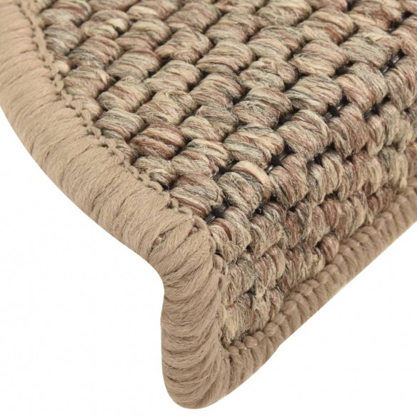 Tapis d'escalier autocollants 15 pcs 56x17x3 cm Beige foncé