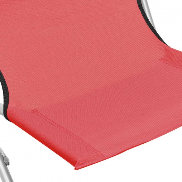 Chaises de plage pliables 2 pcs Rouge Tissu