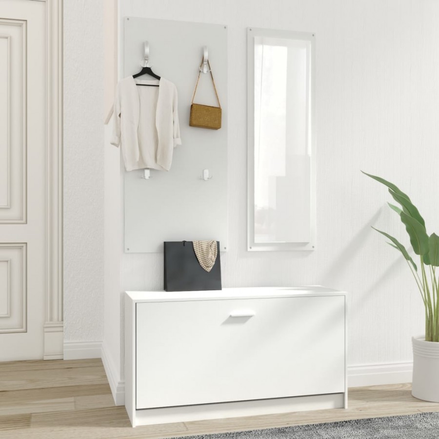 Ensemble d'armoires à chaussures 3-en-1 Blanc 