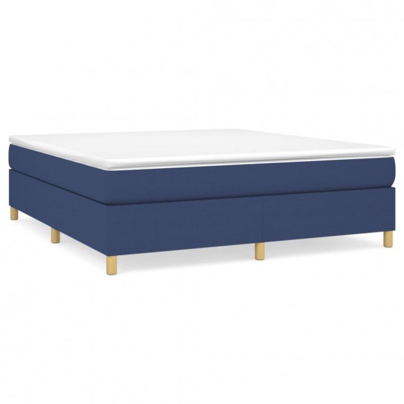 Cadre de lit avec matelas Bleu 160x200 cm Tissu