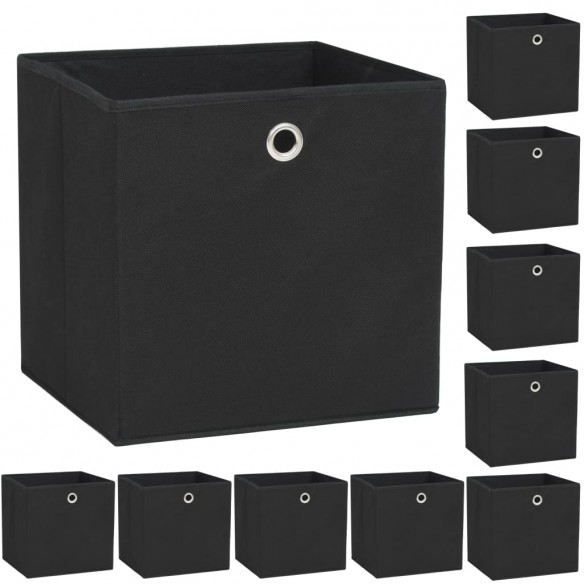 Boîte de rangement 10 pcs Tissu non-tissé 32x32x32 cm Noir