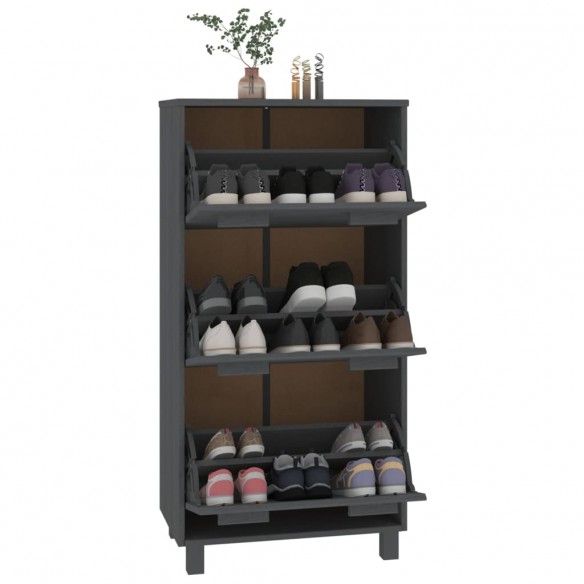 Armoire à chaussures HAMAR Gris foncé 59,5x35x117 cm Pin massif