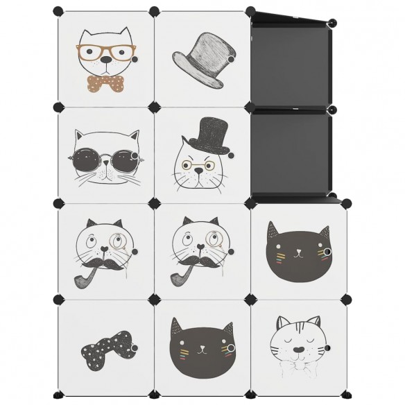 Armoire de rangement pour enfants avec 10 cubes Noir PP