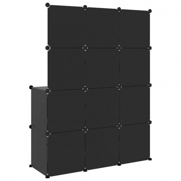 Armoire de rangement pour enfants avec 10 cubes Noir PP