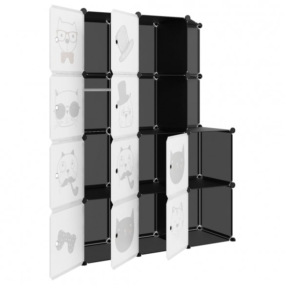 Armoire de rangement pour enfants avec 10 cubes Noir PP