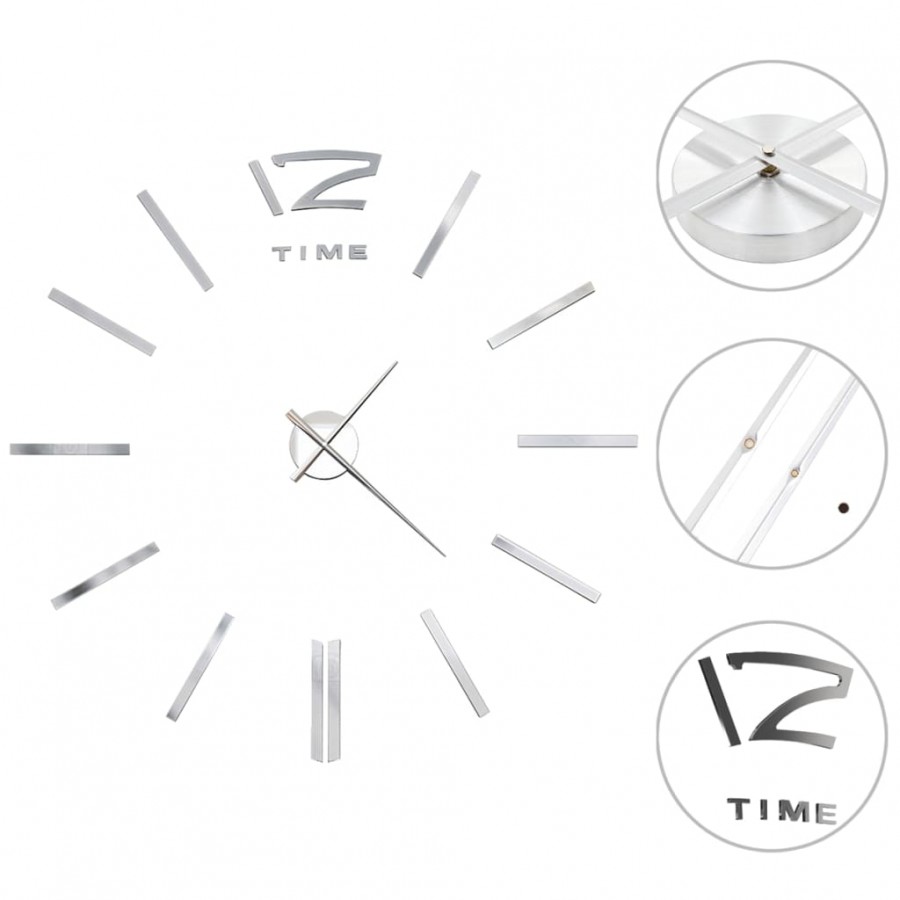 Horloge murale 3D Design moderne 100 cm XXL Argenté Horloge murale 3D Design moderne 100 cm XXL Argenté