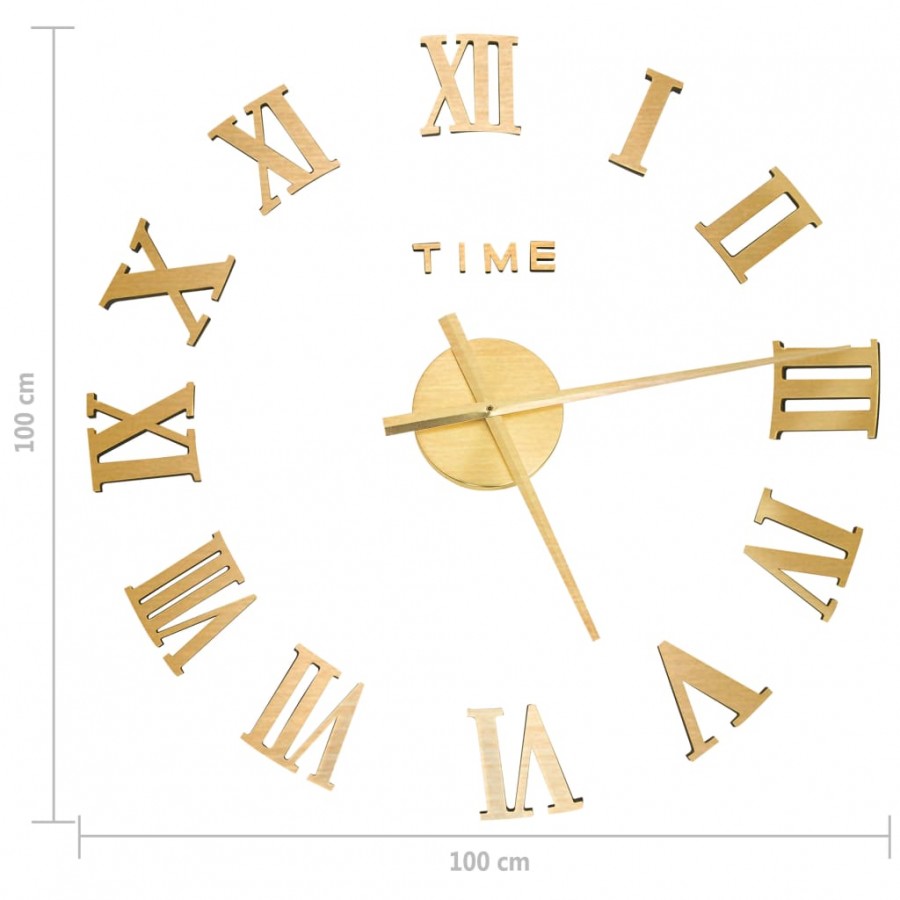 Horloge murale 3D Design moderne Doré 100 cm XXL Horloge murale 3D Design moderne Doré 100 cm XXL