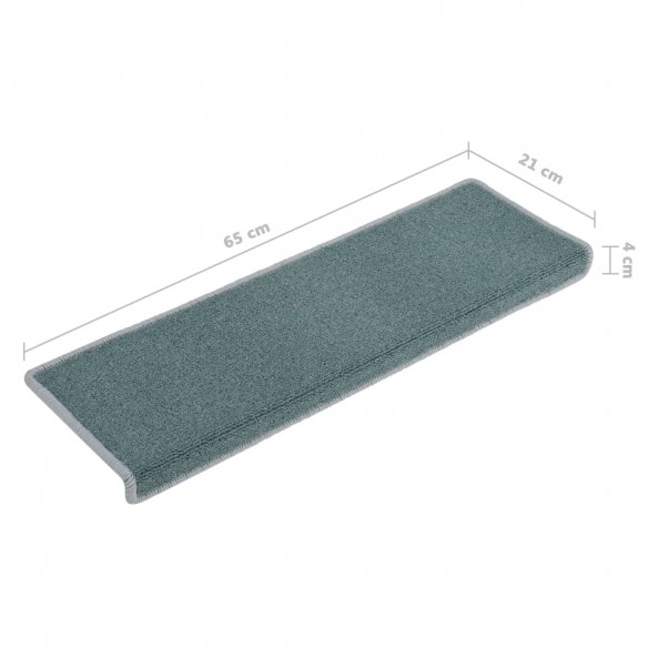 Tapis d'escalier 15 pcs 65x21x4 cm Bleu