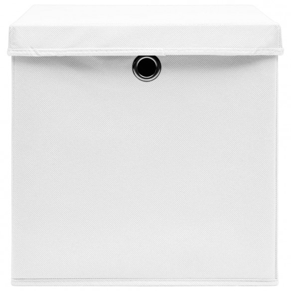 Boîtes de rangement avec couvercle 10pcs Blanc 32x32x32cm Tissu