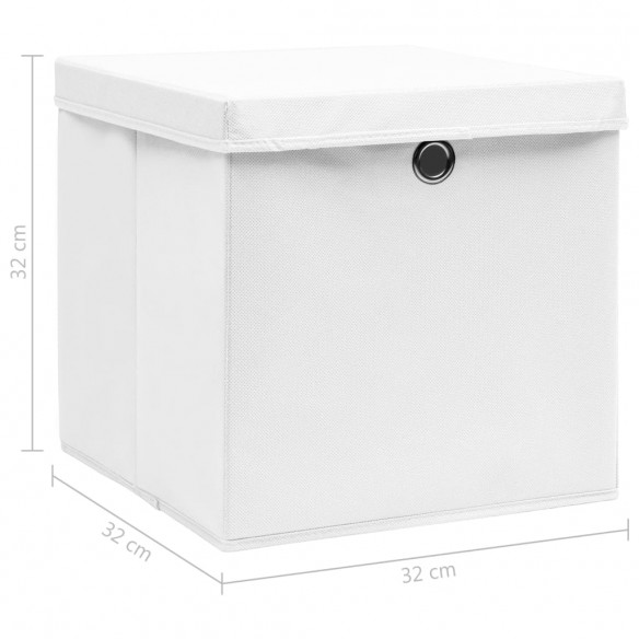 Boîtes de rangement avec couvercle 10pcs Blanc 32x32x32cm Tissu